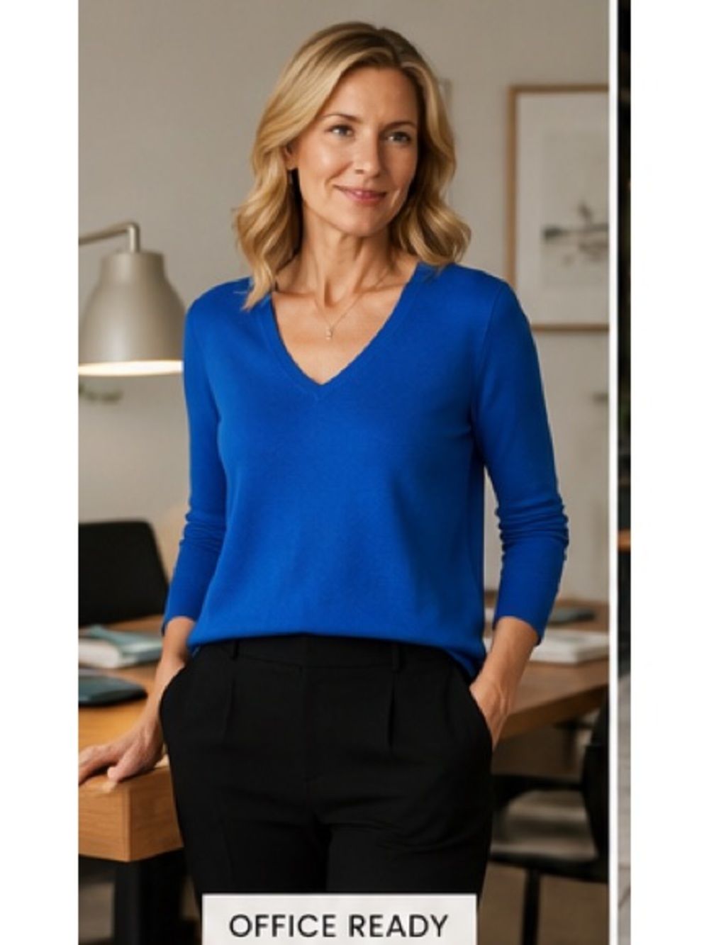Eileen Fisher 100% Merino Wool Italian Yarn V-Neck Sweater Blue